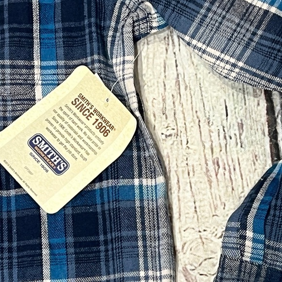 Smiths Workwear Plaid Flannel New Rancher Cowboy Construction Shirt Mens - Picture 7 of 8